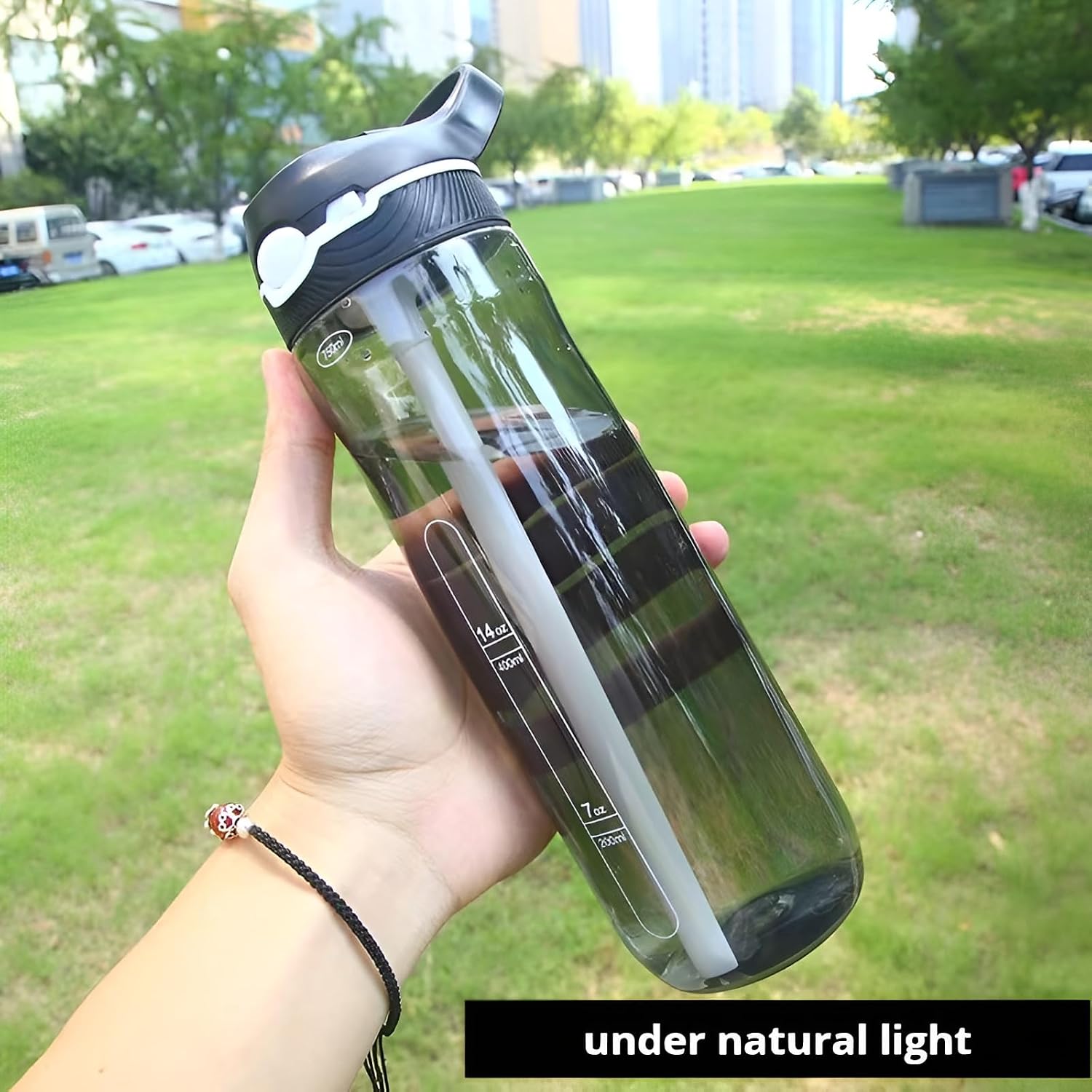 25 oz Clear Adventure Water Bottle with Straw and Clip