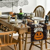 Black Halloween Table Runner – 13x72" Durable Polyester Runner with Spooky Print for Dining & Parties