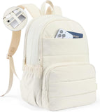 Sage Green Quilted School Backpack with Laptop Sleeve