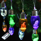Colorful Halloween String Lights – 2 Pack 16.4FT Battery Operated LED Lights with Pumpkins, Skulls & Tombstones (8 Modes + Remote Control)
