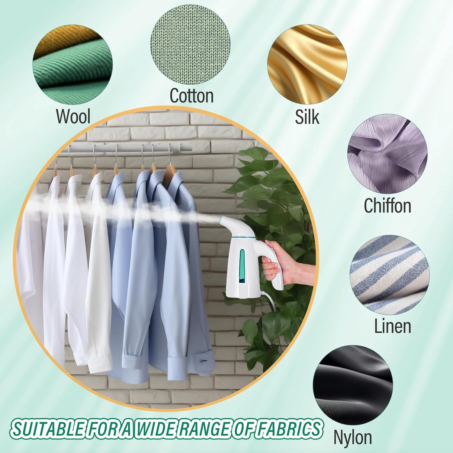 Portable Handheld Garment Steamer 700W with Stainless Steel Panel and Large Capacity Travel Wrinkle Remover
