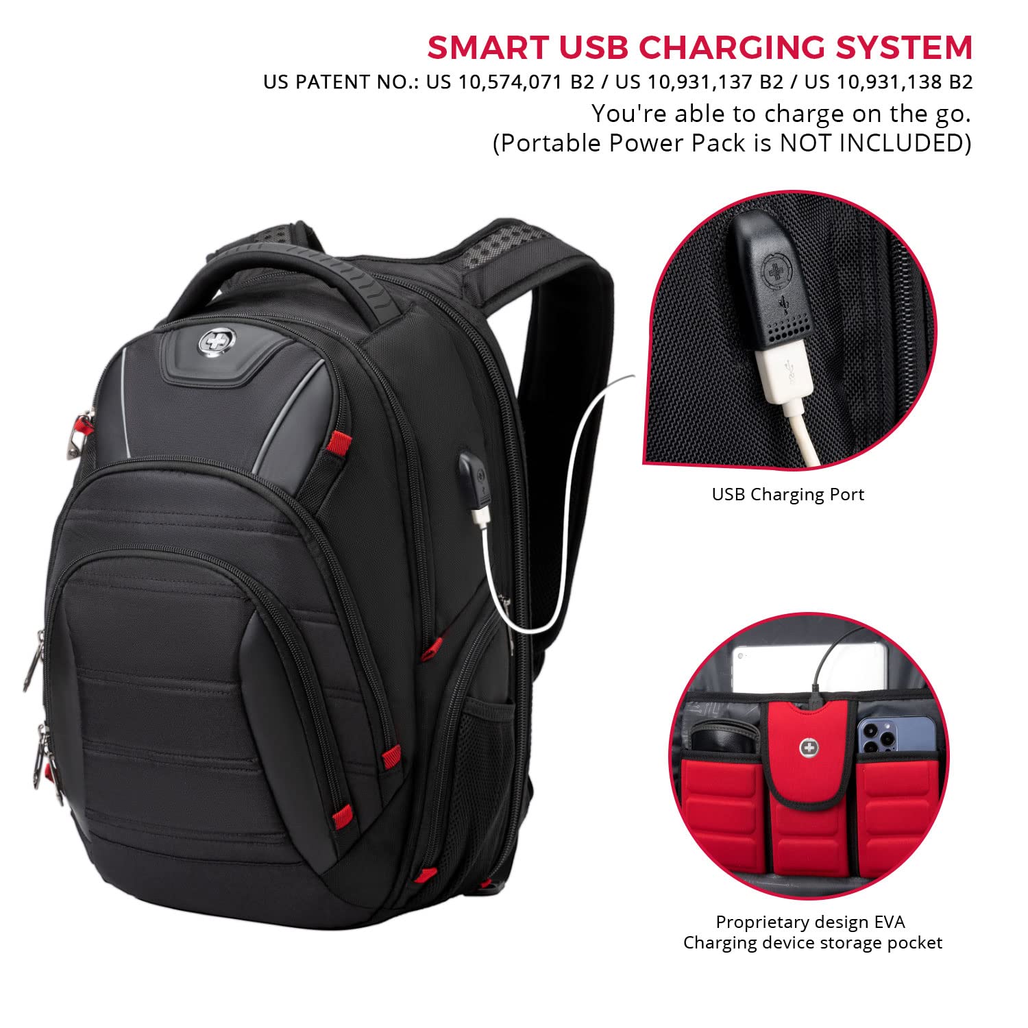 Swissdigital Design Travel Laptop Backpack – TSA Friendly USB-C Charging RFID Business Bag
