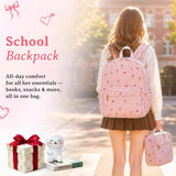Pink Bow Corduroy Backpack Set with Lunch Bag