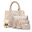 Women’s 4-Piece Fashion Handbag Set – Tote, Shoulder Bag, Crossbody & Wallet Purse Set (B-Gold