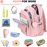 Pink 3-Piece School Backpack Set with Laptop Sleeve
