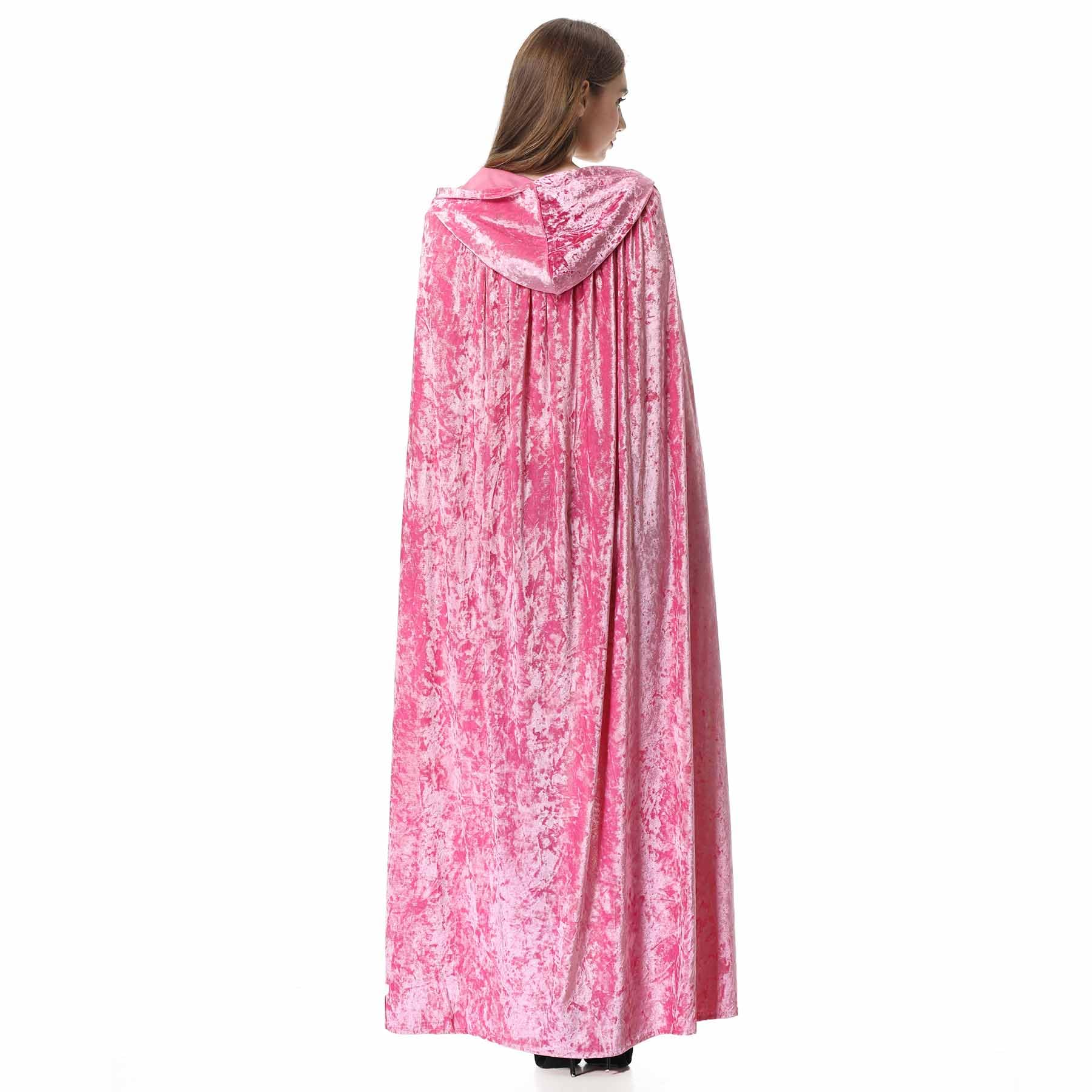 Princess Pink Velvet Hooded Cape – Full-Length Soft Cloak for Halloween, Cosplay & Renaissance Events 🎀✨