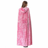 Princess Pink Velvet Hooded Cape – Full-Length Soft Cloak for Halloween, Cosplay & Renaissance Events 🎀✨