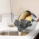 Clip-On Silicone Pot Strainer – Hands-Free Collapsible Kitchen Colander