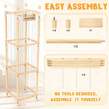 Wooden Stuffed Animal Organizer Tower – Large Capacity Toy Storage Zoo (Natural)