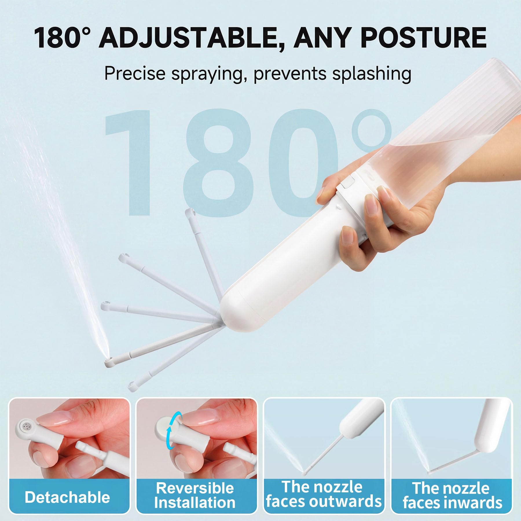 Rechargeable Portable Travel Bidet – Electric Handheld Hygiene Sprayer with Adjustable Nozzle (White)