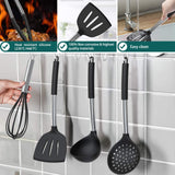 15-Piece Premium Silicone Kitchen Utensil Set with Stainless Steel Handles & Holder – Gray