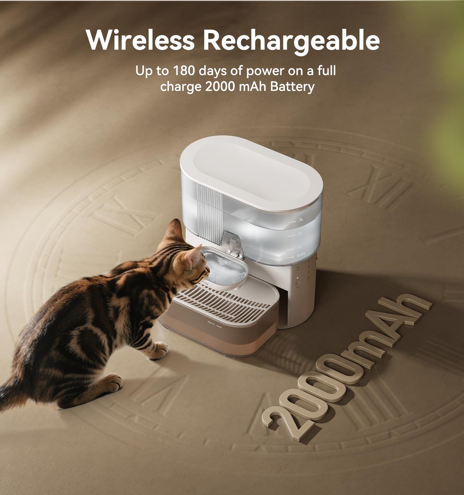 Cordless 3.5L Self-Cleaning Pet Water Fountain with Wastewater Separation & Stainless Steel Bowl