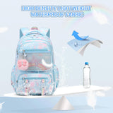 Rainbow Butterfly Backpack for Girls with Lunch Bag & Pencil Case Set, Kids School Backpack for Kindergarten, Elementary & Middle School Students