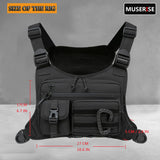 MUSERISE Tactical Chest Bag Vest – Lightweight EDC Chest Pack for Running, Cycling & Outdoor Workouts (Black)