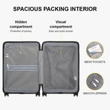 LEVEL8 20” Rolling Carry-On Luggage, Lightweight Polycarbonate Hard Shell Spinner Suitcase with TSA Lock (Grey)