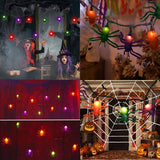 Multicolor Halloween Spider String Lights – 8.5ft Plug-In LED String with 10 Orange, Purple & Green Spiders (Connectable Indoor/Outdoor Décor)