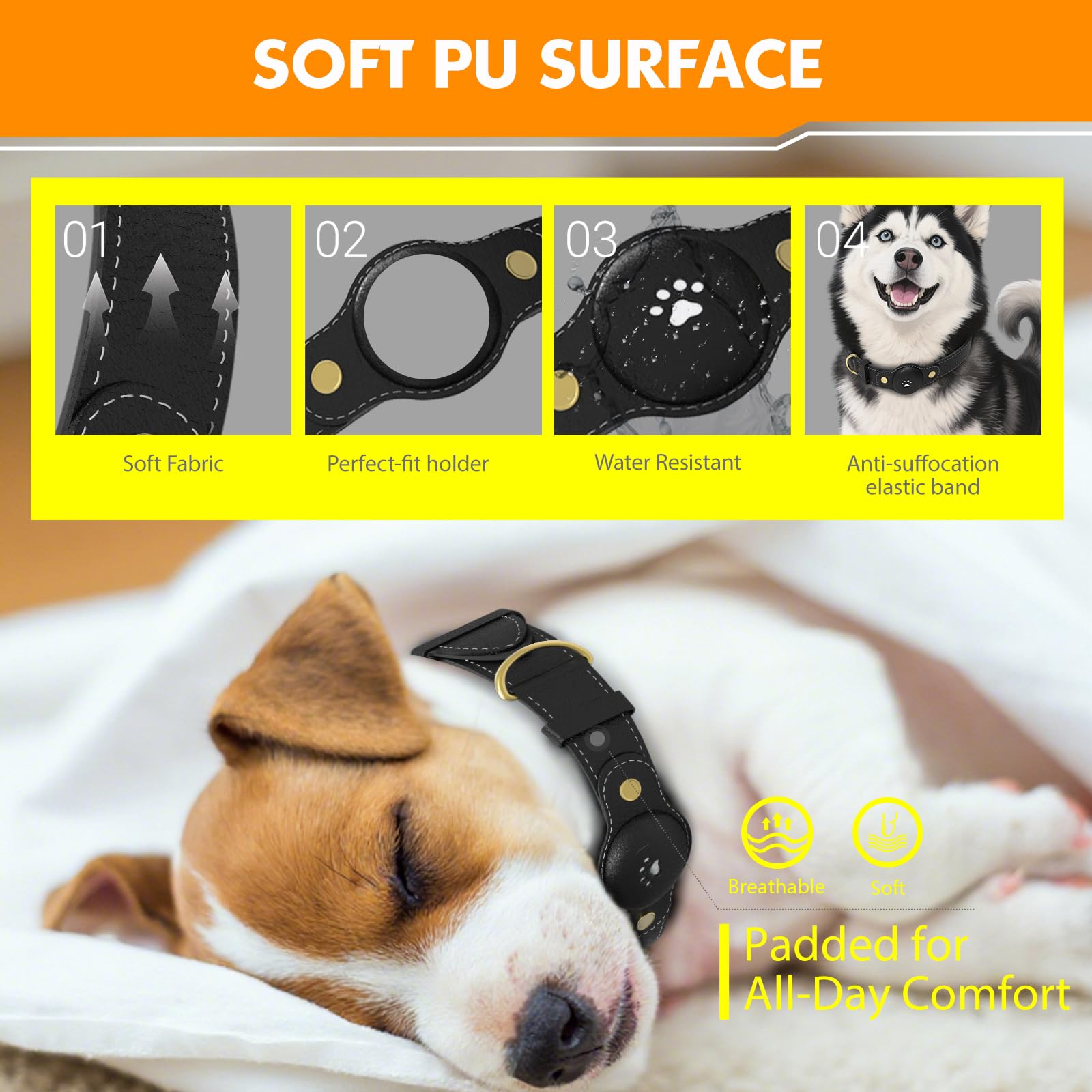 BOMERAHE GPS Dog Tracker Collar Apple Find My Waterproof Adjustable Smart Tracking Pet Collar No Subscription