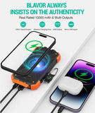 BLAVOR 10000mAh Solar Power Bank with 20W USB-C Fast Charging, Wireless Charging, Dual Flashlight & Compass – Waterproof Outdoor Portable Charger for iPhone, Samsung & Camping