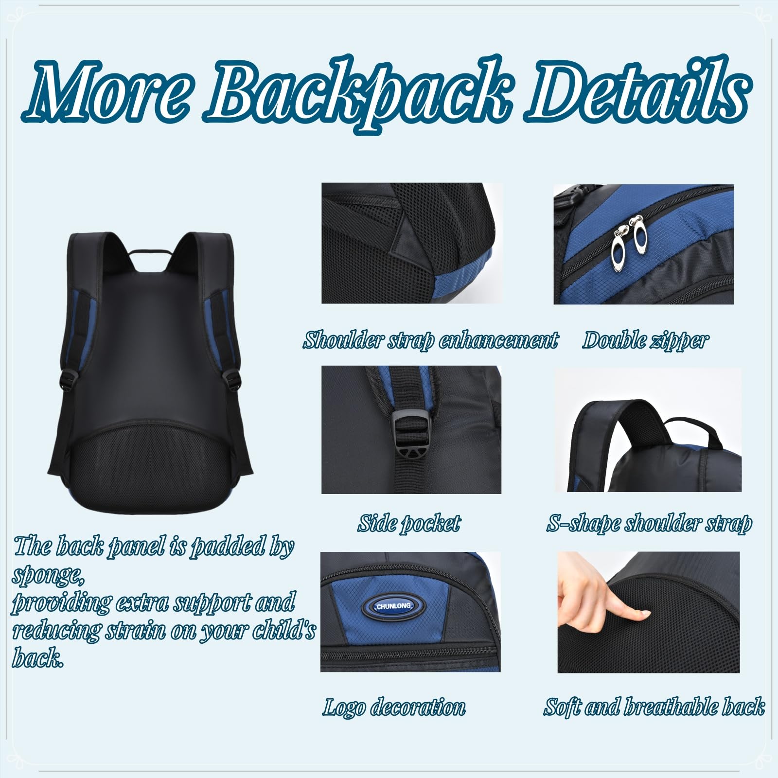 VIDOSCLA Kids School Backpack for Boys & Girls – Water-Resistant Lightweight Bookbag (Sky Blue)