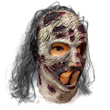 Grey Realistic Zombie Mask – Latex Horror Mask with Purple Hair & Open-Mouth Design 🧟‍♂️💀