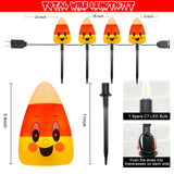 7FT Halloween Candy Corn Pathway Lights – Outdoor LED Walkway Marker Stakes (4 Corncob Lights, Waterproof, Connectable)