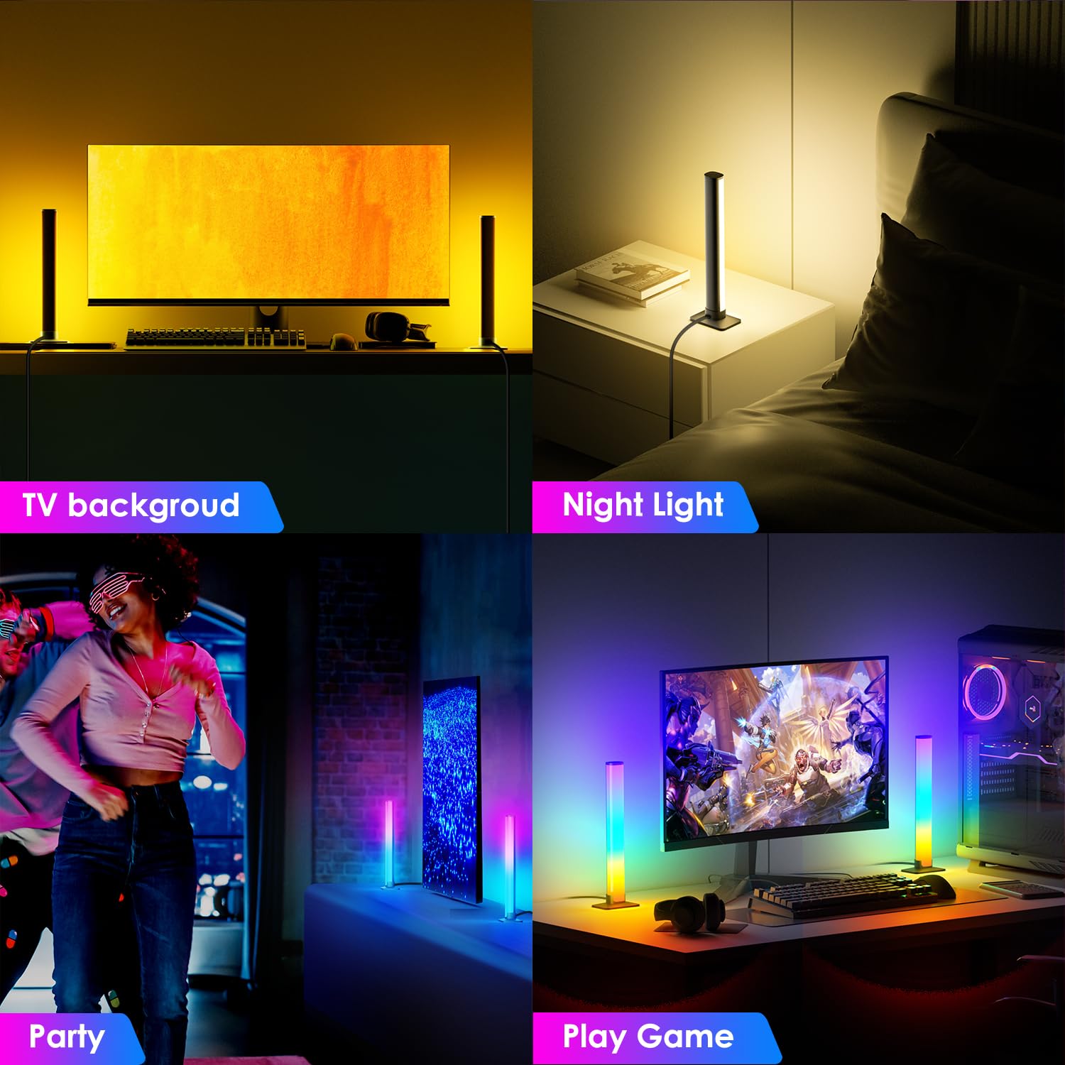 RGB Smart Light Bars with 213 Scene Modes, Music Sync & App Control – Multicolor Ambient Lighting