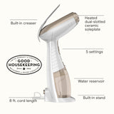 Conair Turbo ExtremeSteam White Professional Handheld Garment Steamer 1875W with Aluminum Plate and Creaser