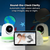 Full HD Baby Monitor with 5.5" Screen & Split-Screen Cameras – Secure Non-WiFi Video Baby Monitor with Night Light