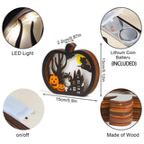 Upgraded Light-Up Halloween Wooden Pumpkin Table Decor – LED Jack-O’-Lantern Centerpiece with Fairy Lights