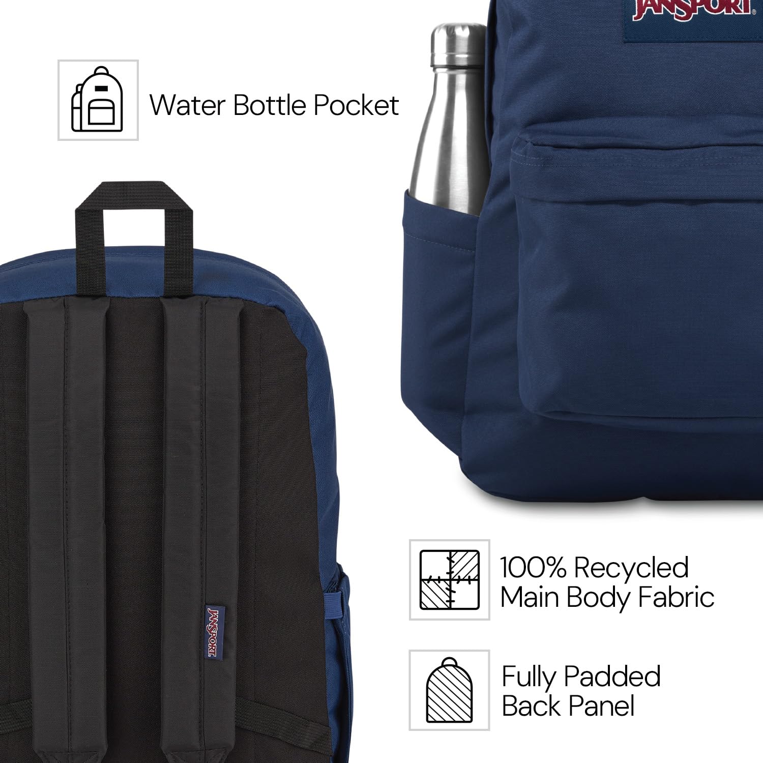 JanSport SuperBreak Plus Backpack – Padded 15” Laptop Sleeve School, Work & Travel Daypack