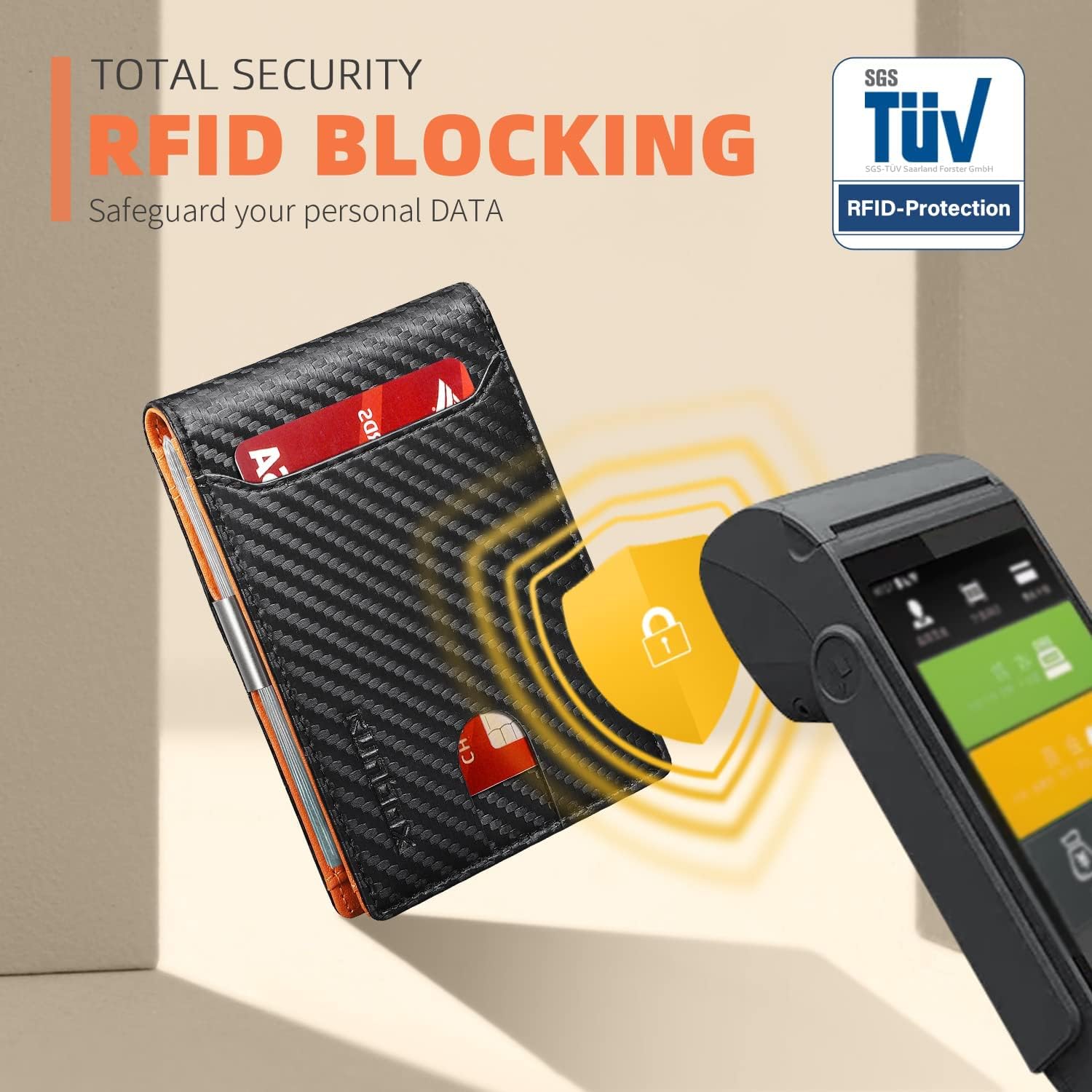 RFID Blocking Slim Wallet for Men with Money Clip – Minimalist Vegan Leather Travel Wallet