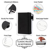 Feela A6 College Ruled Notebook Set – 15 Pocket Journals with 15 Black Retractable Pens (Black, Navy & Dark Green)