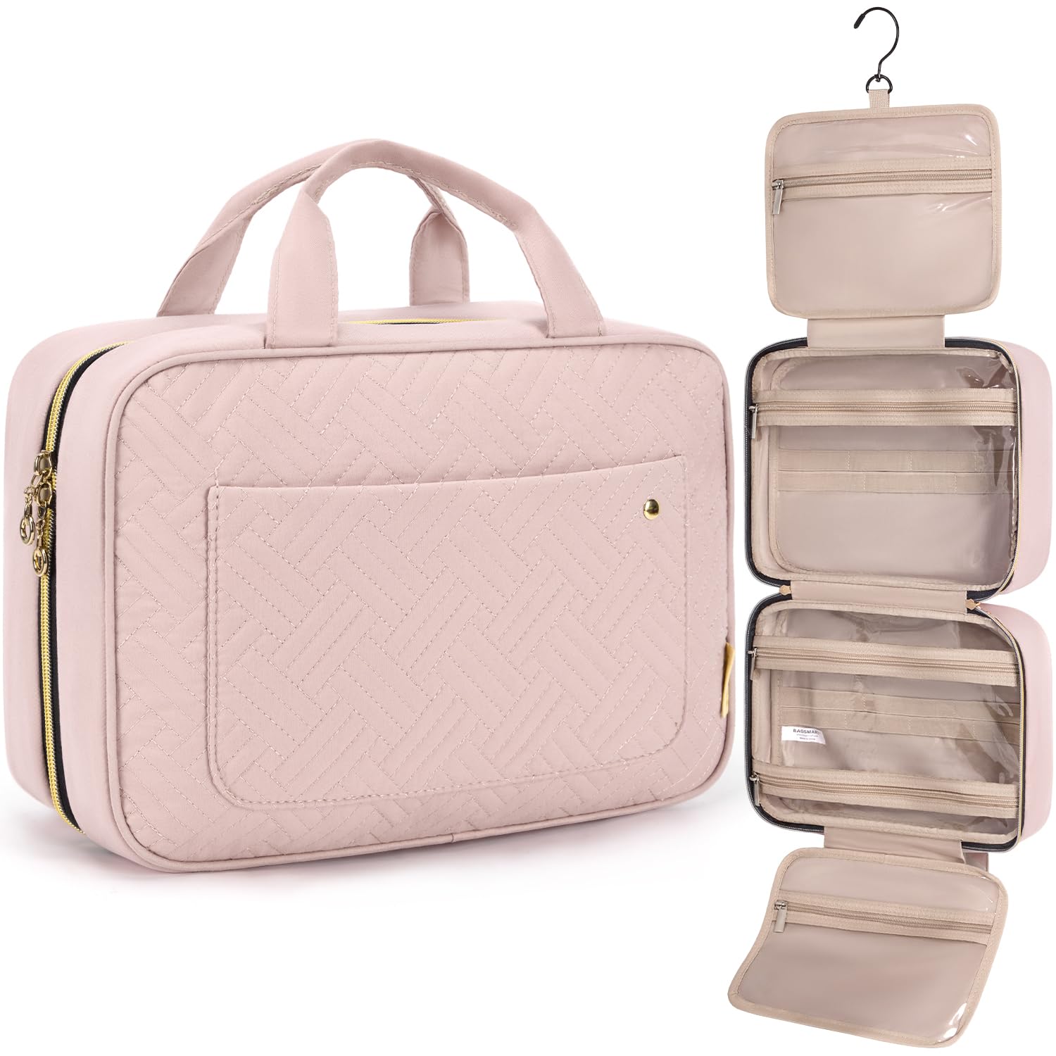 Premium Hanging Toiletry Bag with 360° Hook & Clear Travel Compartments