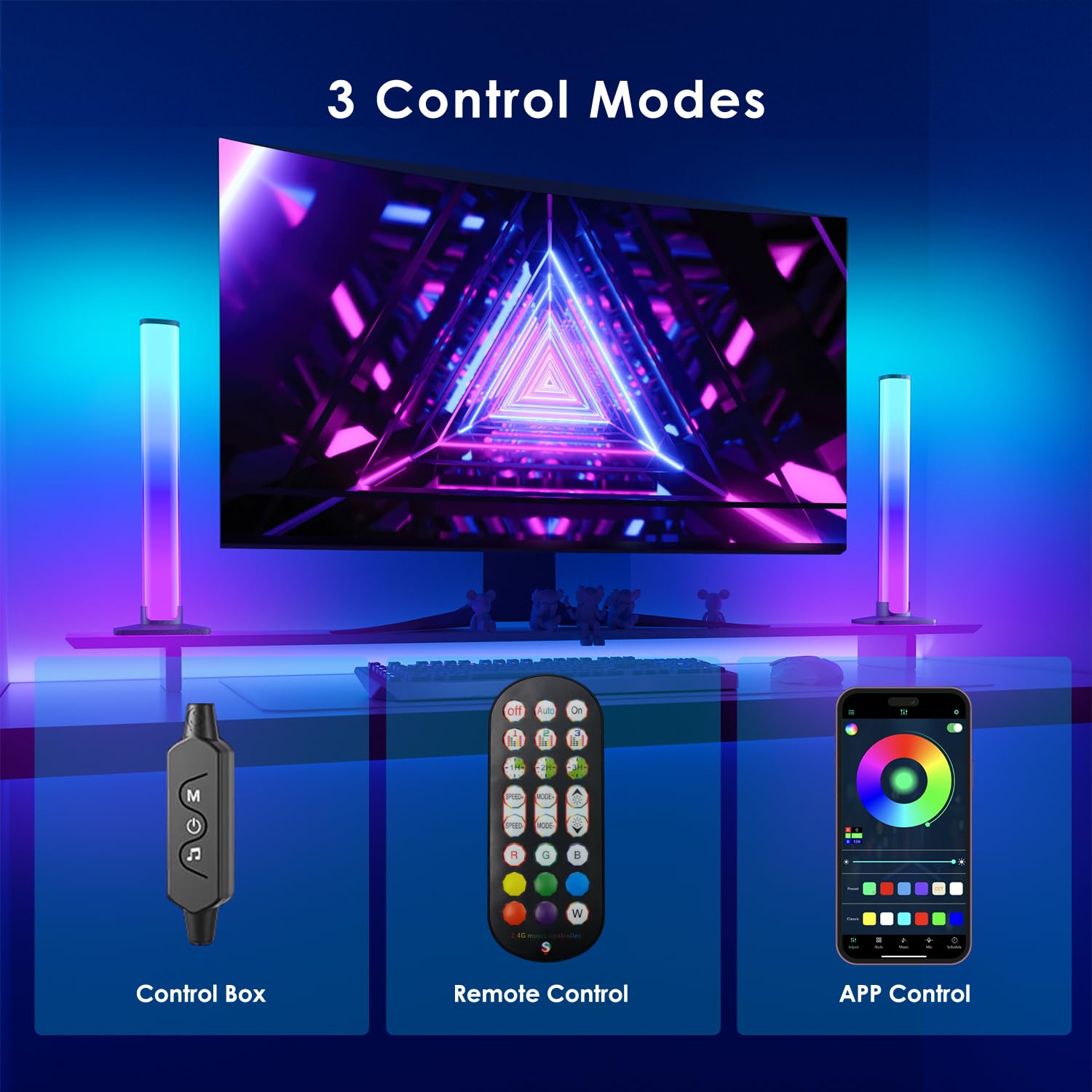 RGB Smart Light Bars with 213 Scene Modes, Music Sync & App Control – Multicolor Ambient Lighting
