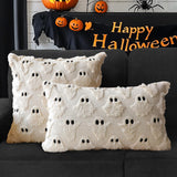 Set of 2 Beige Faux Fur Halloween Pillow Covers – 18x18 Inch Plush Decorative Cushion Cases with Hidden Zipper