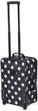 Rockland Fashion 2-Piece Softside Upright Luggage Set, Expandable Carry-On & Flight Tote with Telescopic Handle (Black Dot)