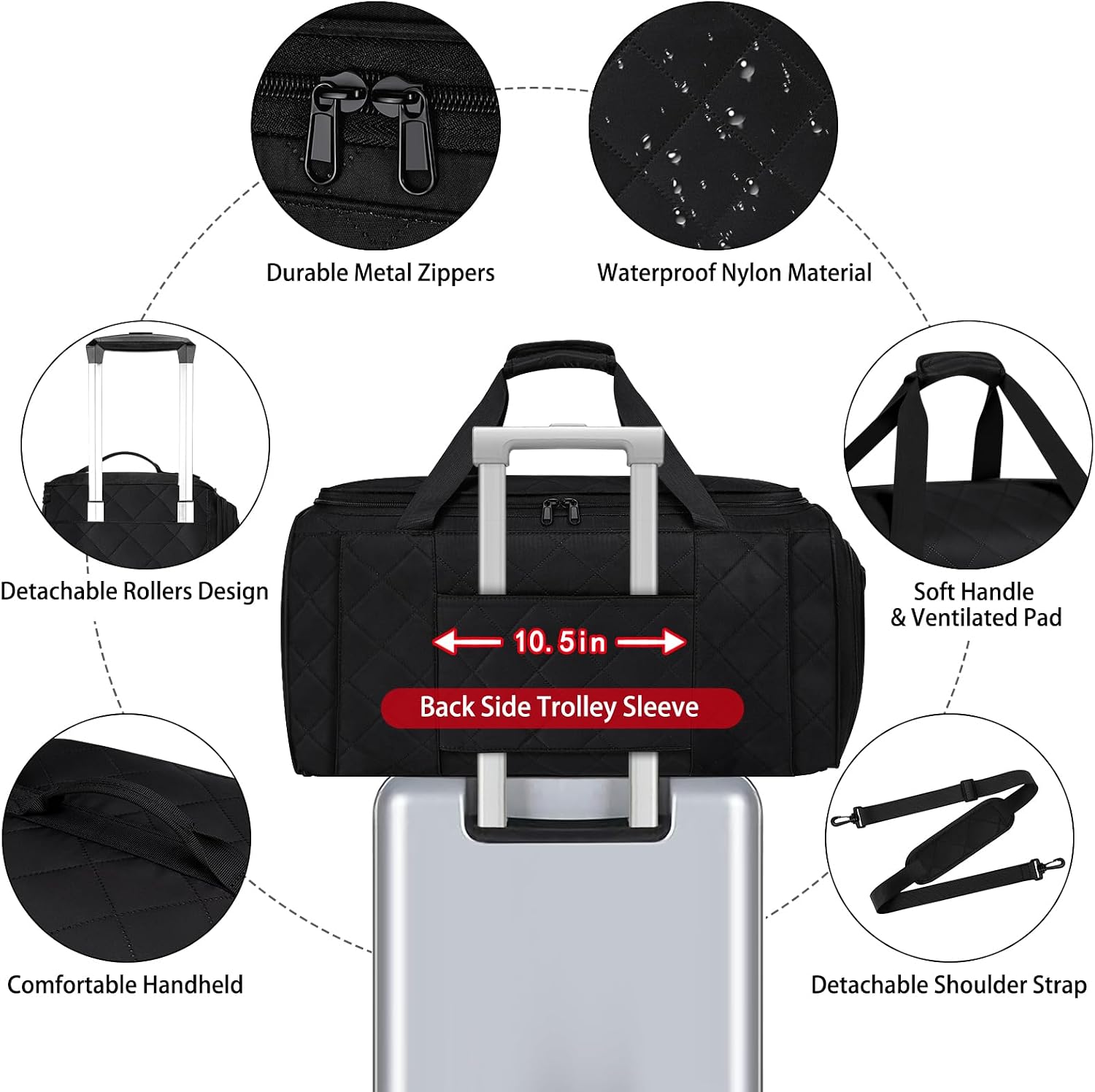 50L Rolling Garment Duffel with Wheels and Shoe Compartment