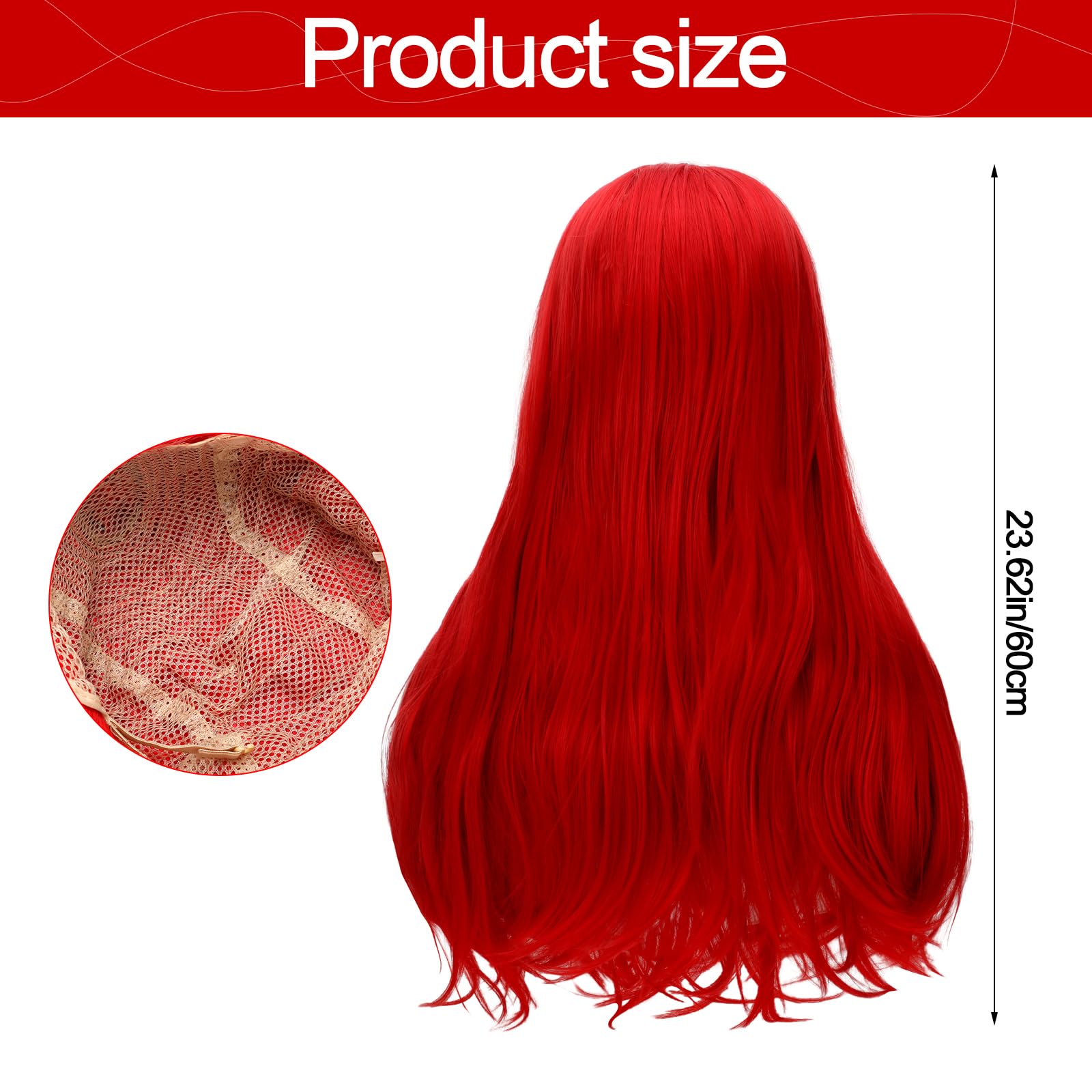 Red Long Wig & False Eyelash Set – Halloween Costume Accessories for Women 💋🎃