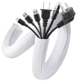 AGPTEK Self-Closing Cable Sleeve Cover – Pet-Proof Wire Management Tubing for Home & Office (White, 2-Pack)