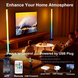 LotusLamp RGB IC Corner Floor Lamp – App & Remote Controlled Dimmable LED Light (White + Black, 48.6” Tall)
