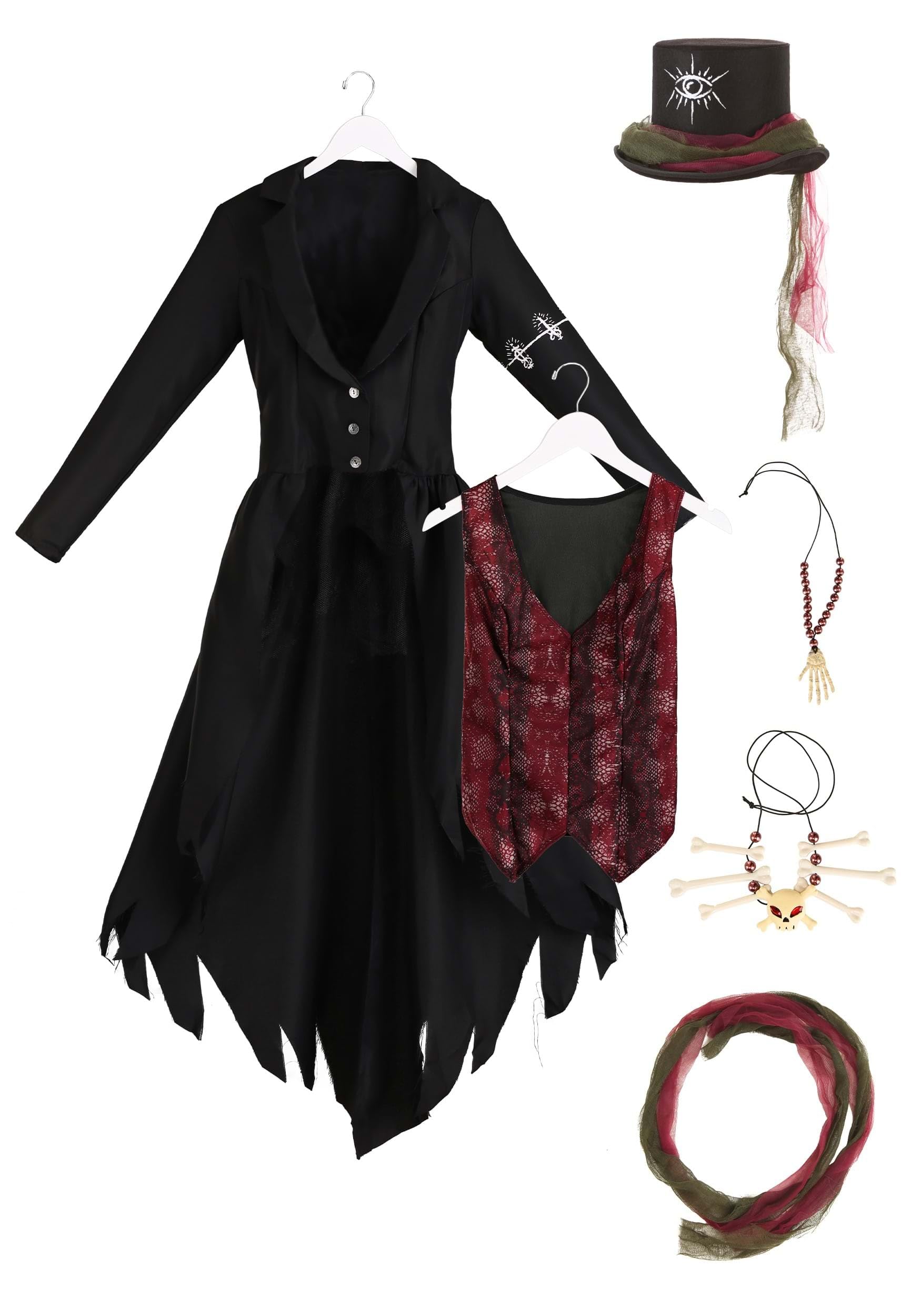 Women’s Voodoo Magic Costume – Deluxe Witch Doctor Outfit with Hat, Vest & Accessories