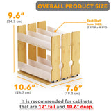 Bamboo Pull-Out Spice Rack Organizer – 2-Tier Vertical Cabinet Storage with 3 Slide-Out Drawers, Natural