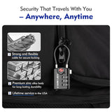 TSA Approved Cable Luggage Locks 2 Pack with Open Alert Indicator, 3 Digit Combination Travel Locks for Suitcases & Backpacks