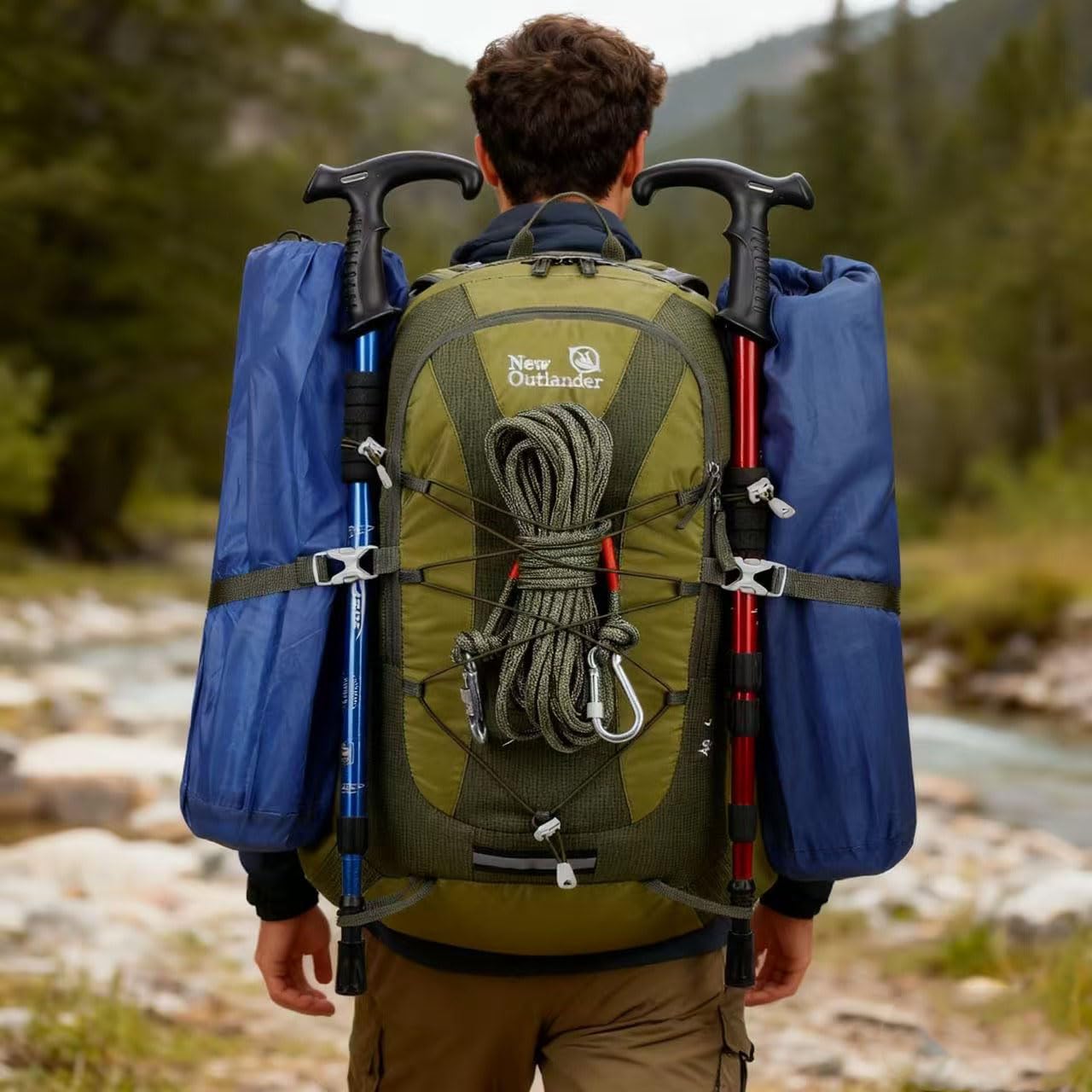 LCOYGIA 45L Lightweight Waterproof Hiking Backpack for Camping, Climbing & Travel – Foldable Outdoor Daypack – Blue  (≈ 118 karakter ✔)