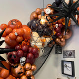132 Pcs Halloween Balloon Arch Kit – Burnt Orange, Maroon, Black & Rose Gold Garland with Spikes & Bats