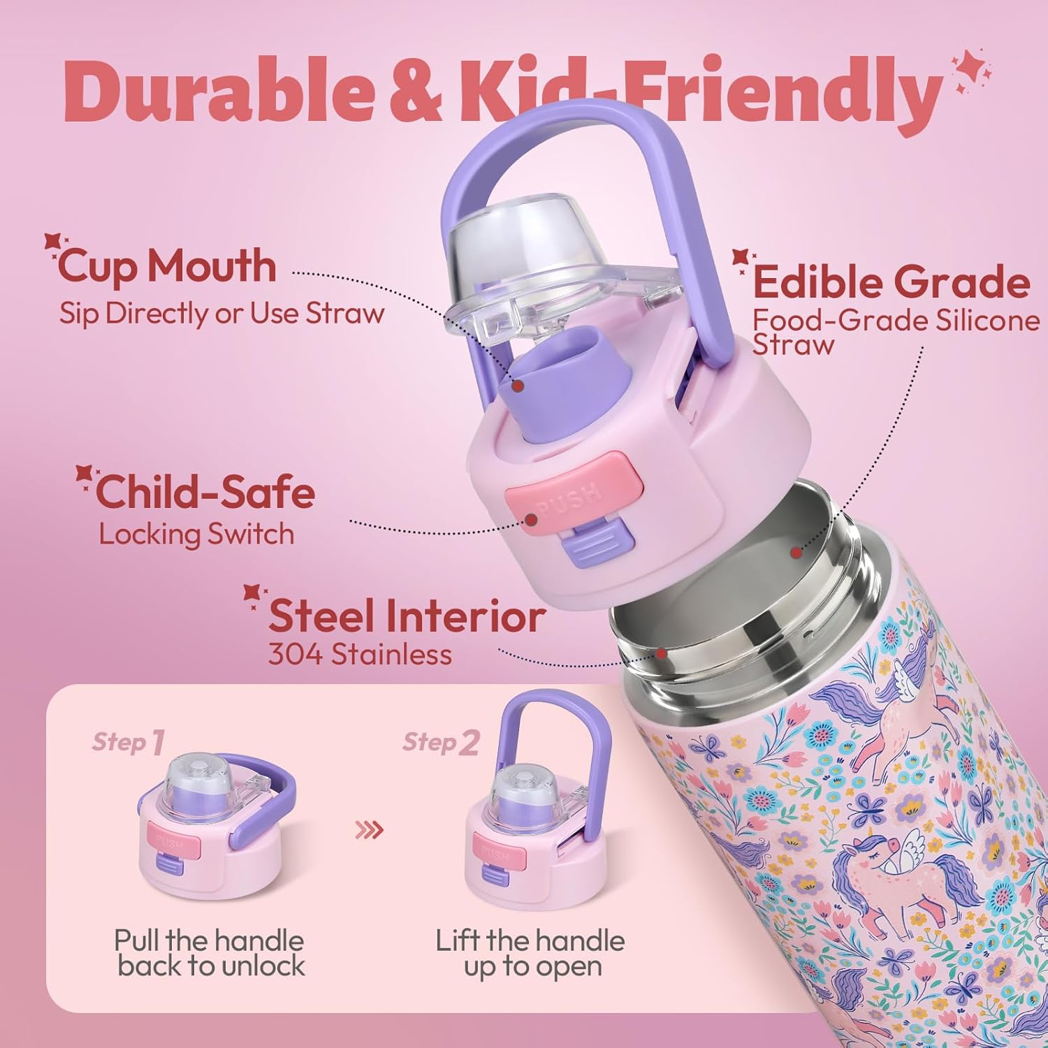 Pink 42 oz Bento Travel Set with Thermos and Bottle