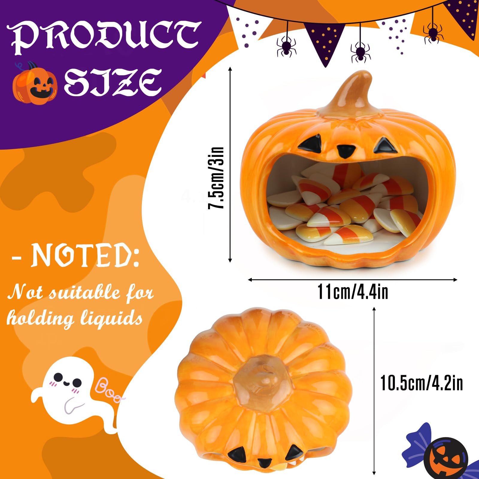 Hand-Painted Ceramic Pumpkin Candy Bowl – Halloween & Thanksgiving Table Decoration (Yellow)