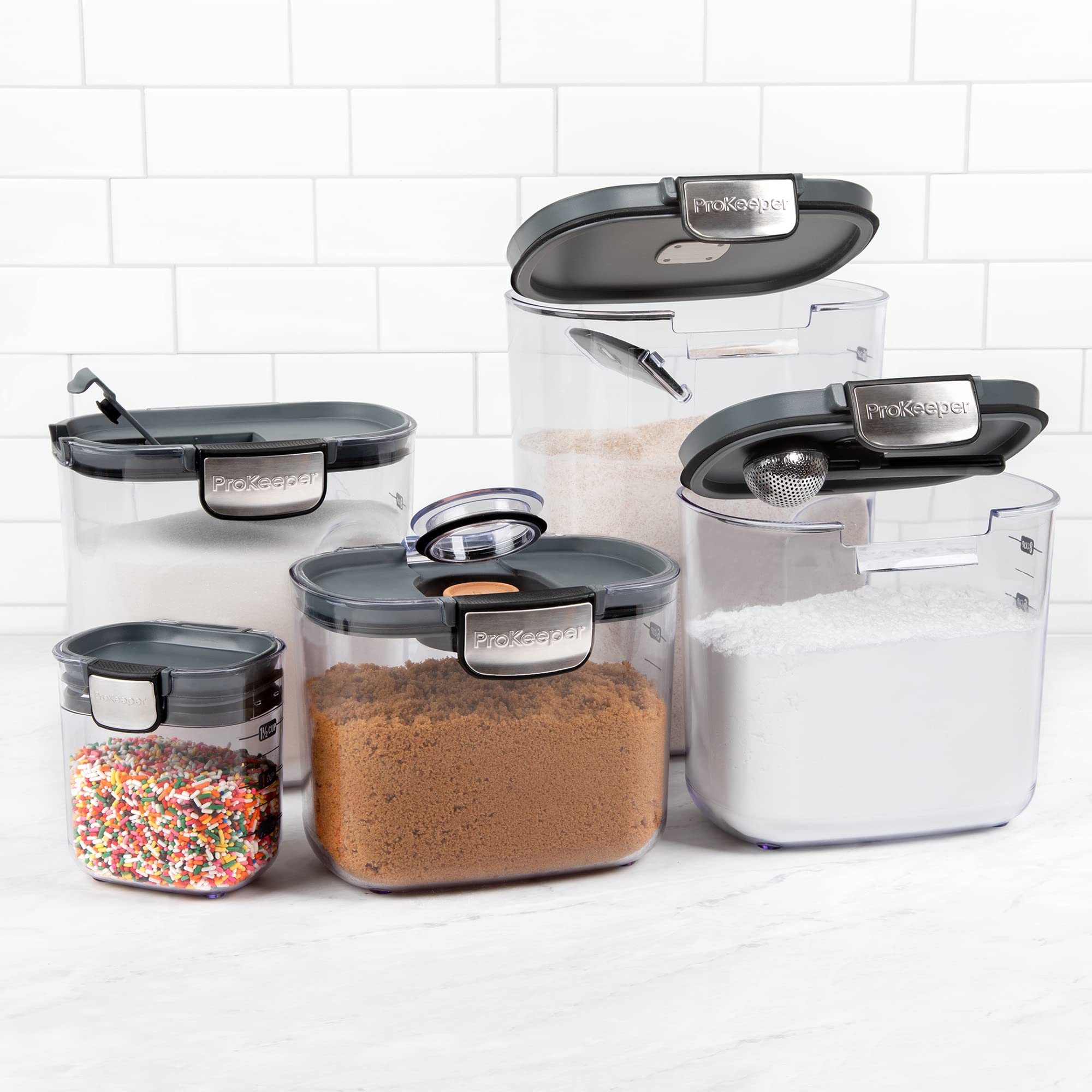 Airtight Baking Storage Container Set – Flour, Sugar & Brown Sugar Keepers with Magnetic Accessories