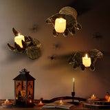 3D Creepy Wall Hands Halloween Decoration Set – Black Resin Spooky Hands with Candles & Mounting Kit, Gothic Wall Decor for Haunted Homes