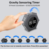 Pomodoro Timer with Gravity Rotation & Dial Control, Preset 5–60 Min, Custom Countdown & Count-Up, Magnetic Desk Timer with Adjustable Sound & Brightness for Kitchen, Work & Study – Gray